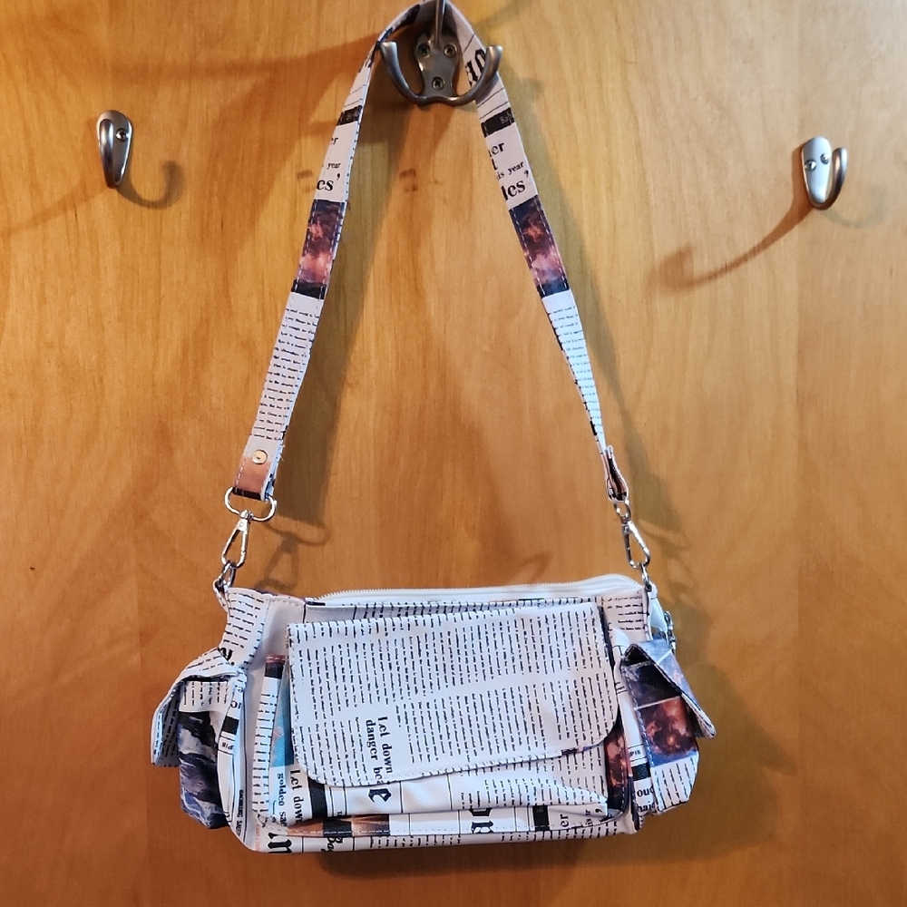Newspaper Print Shoulder Bag